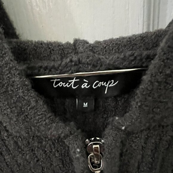 Tout a Coup Zip-up Knitted Hoodie (Dark Grey, size M) - Picture 4 of 5